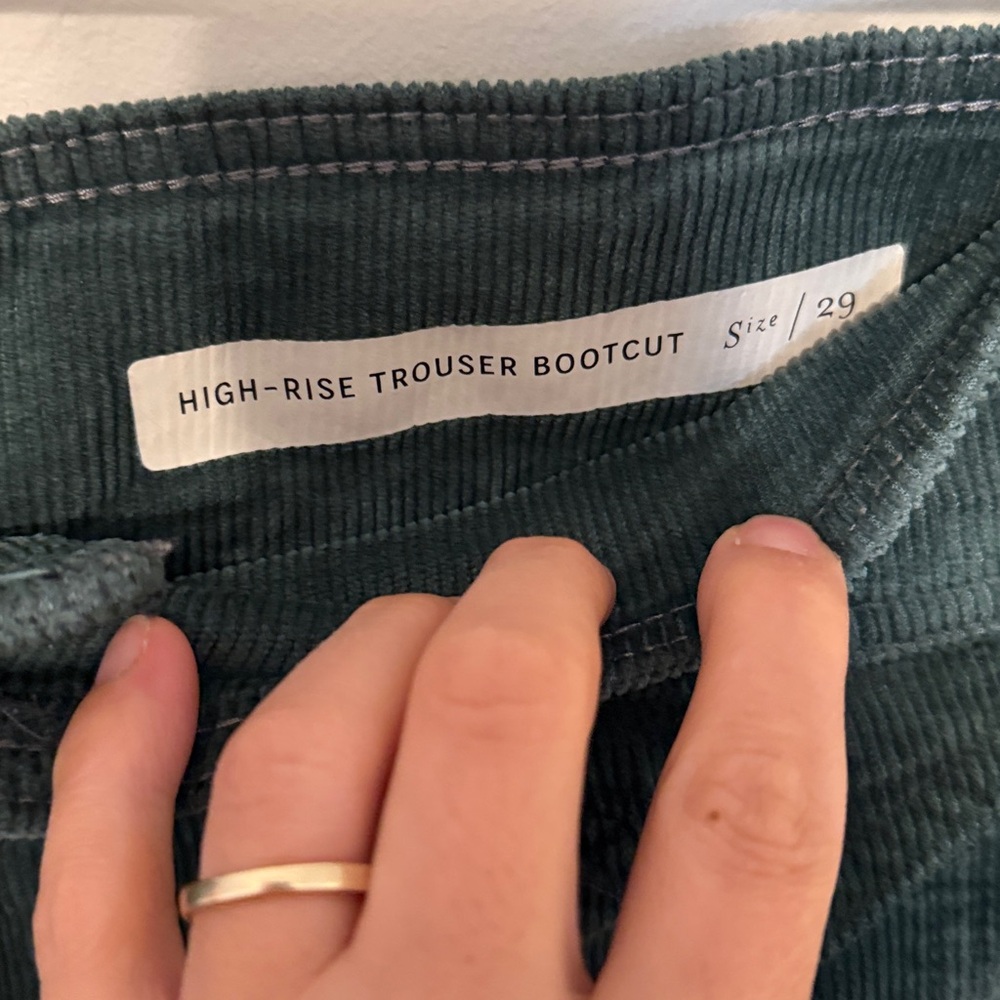 Pilcro & The Letterpress Corduroy Green High-Rise Trouser Bootcut size 29 - Picture 3 of 6